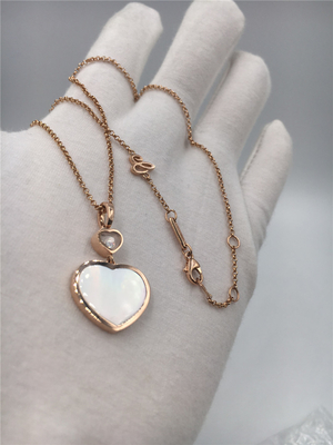 Women'S Natural Diamond Heart Pendant 18K Gold 45cm Length With Handmade