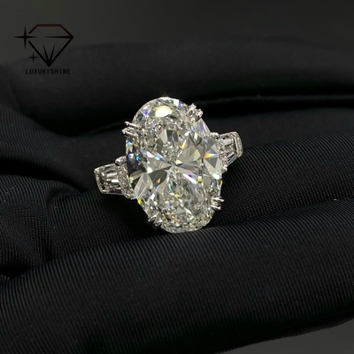 Luxuryshine Oval Cut VVS/VS Lab Grown Diamond 10CT Solitaire Ring 18K solid Gold custom Jewelry  With IGI Certificate