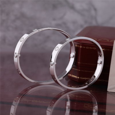 Classic Love Bangle 4 Diamonds Love Bracelet with in 18 Karat WHITE GOLD Fine Workmanship Jewelry