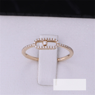 Luxury Jewelry Elegant Engagement Wedding Diamond Ring Move Uno Pavee Ring In 18K Pink Gold