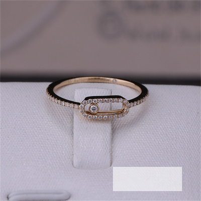 Luxury Jewelry Elegant Engagement Wedding Diamond Ring Move Uno Pavee Ring In 18K Pink Gold