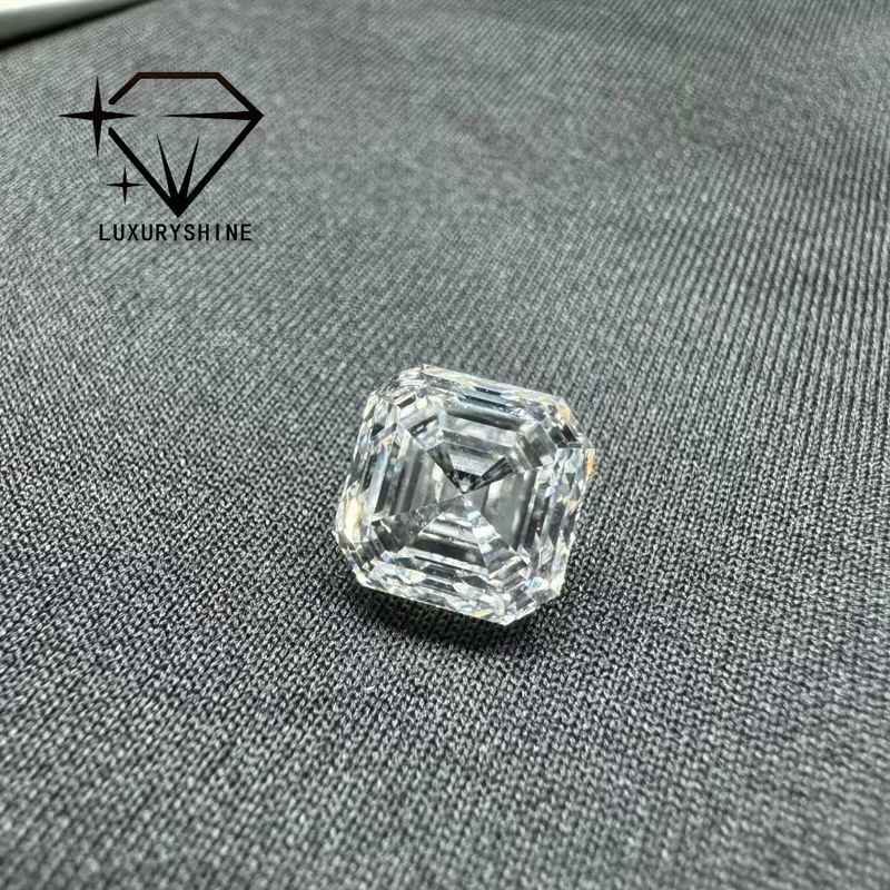 کیفیت LuxuryShine VVS-VS 0.1-10CT Asscher شکل آزمایشگاهی الماس رشد D-F رنگ الماس سفید با گواهینامه IGI سنگ های برش 3EX کارخانه