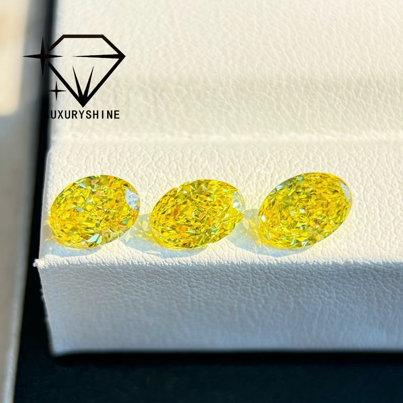 کیفیت الماس آزمایشگاهی LuxuryShine VVS-VS فانتزی زرد/زرد روشن/فانتزی شدید/زرد زنده 1 قیراط 2 قیراط 3 قیراط 4 قیراط 5 قیراط با برش بیضی عالی با گواهی و جواهرات سفارشی کارخانه