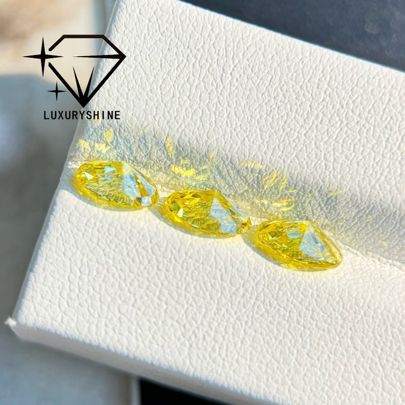 کیفیت الماس آزمایشگاهی LuxuryShine VVS-VS فانتزی زرد/زرد روشن/فانتزی شدید/زرد زنده 1 قیراط 2 قیراط 3 قیراط 4 قیراط 5 قیراط با برش بیضی عالی با گواهی و جواهرات سفارشی کارخانه
