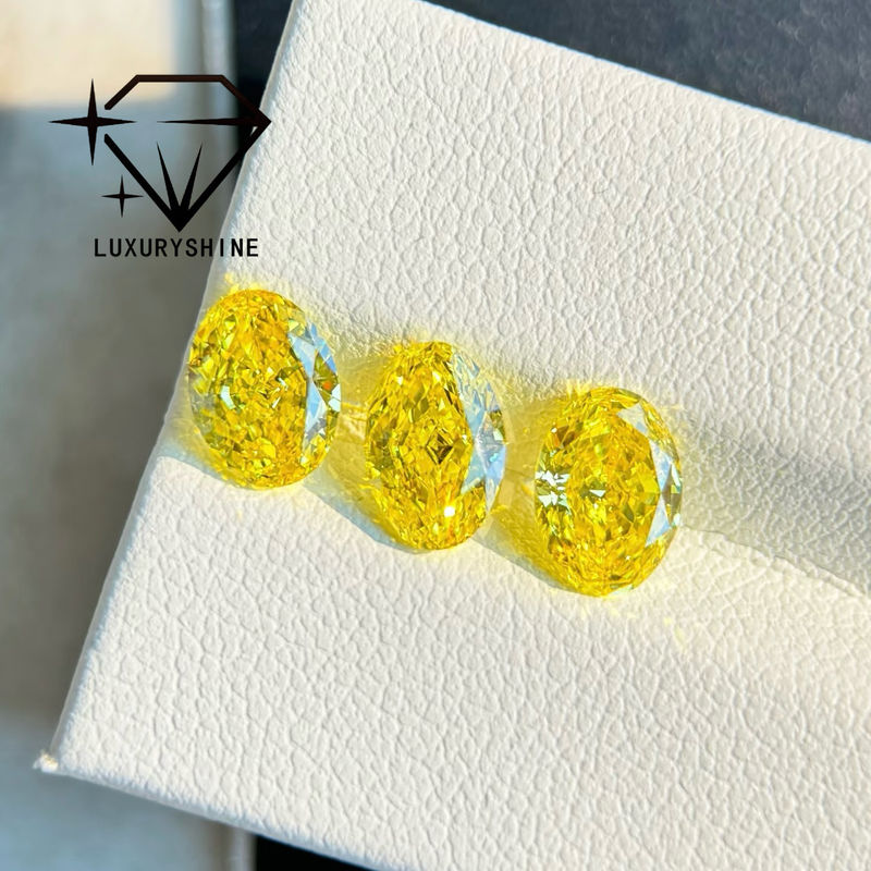 کیفیت الماس آزمایشگاهی LuxuryShine VVS-VS فانتزی زرد/زرد روشن/فانتزی شدید/زرد زنده 1 قیراط 2 قیراط 3 قیراط 4 قیراط 5 قیراط با برش بیضی عالی با گواهی و جواهرات سفارشی کارخانه
