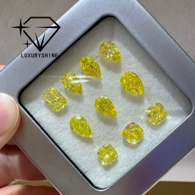 کیفیت الماس آزمایشگاهی LuxuryShine VVS-VS فانتزی زرد/زرد روشن/فانتزی شدید/زرد زنده 1 قیراط 2 قیراط 3 قیراط 4 قیراط 5 قیراط با برش بیضی عالی با گواهی و جواهرات سفارشی کارخانه