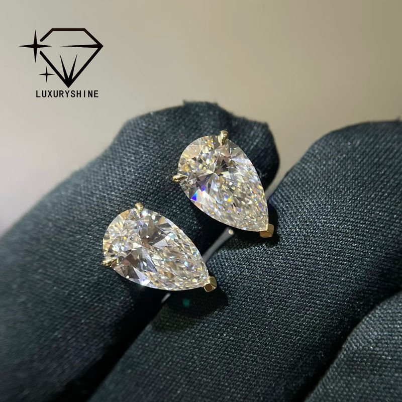 کیفیت طلای 18K برش لابراتوار رشد الماس استد گوشواره VVS-VS شفافیت کارخانه