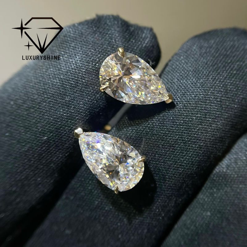 کیفیت طلای 18K برش لابراتوار رشد الماس استد گوشواره VVS-VS شفافیت کارخانه