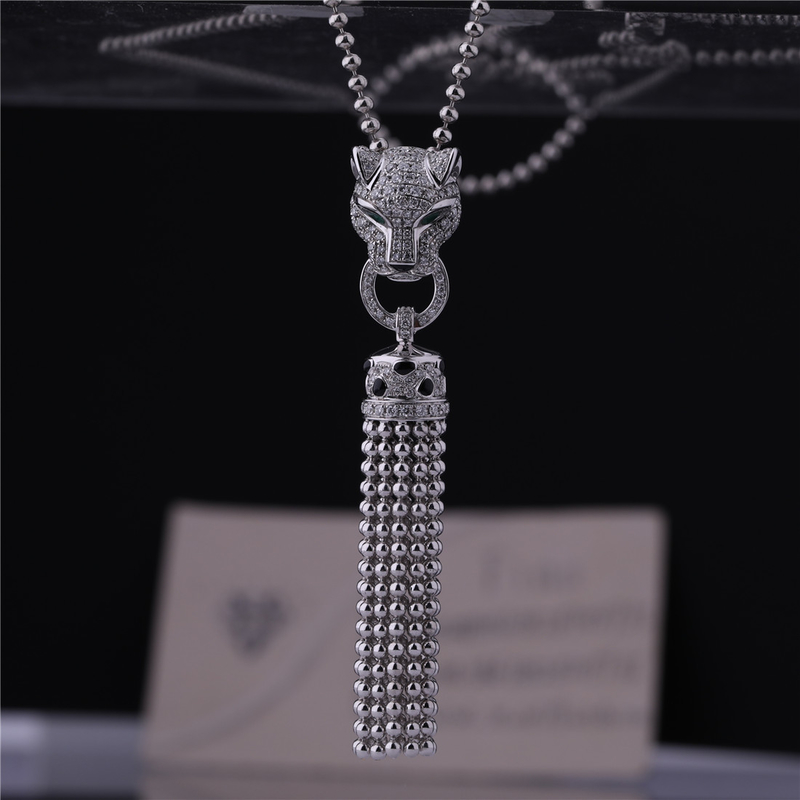 PanthèRe De Cartier Necklace White Gold Black Lacquer Emeralds Onyx Diamonds