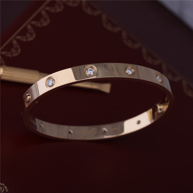 کیفیت New York Classic Love Bangle 10 Diamonds Love دستبند عاشقانه ضخیم در جواهرات لوکس طلای زرد 18K کارخانه