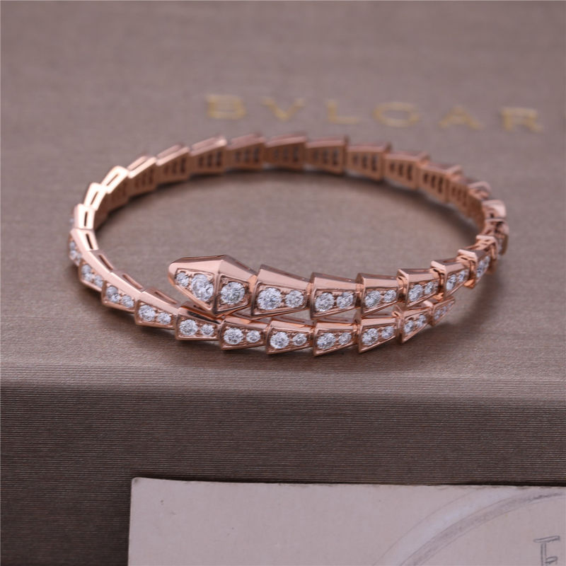 کیفیت دستبند لوکس Closet Rose Gold Gold Serpenti Viper یک سیم پیچ کامل الماس مار بنگ 353792 کارخانه