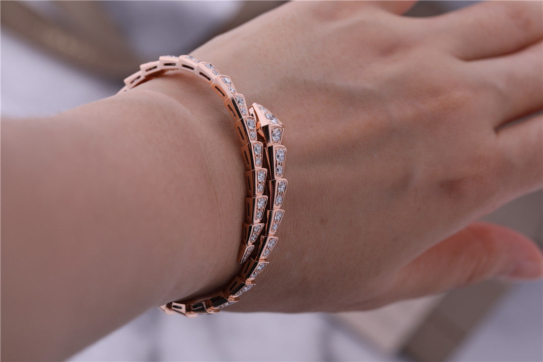 کیفیت دستبند لوکس Closet Rose Gold Gold Serpenti Viper یک سیم پیچ کامل الماس مار بنگ 353792 کارخانه