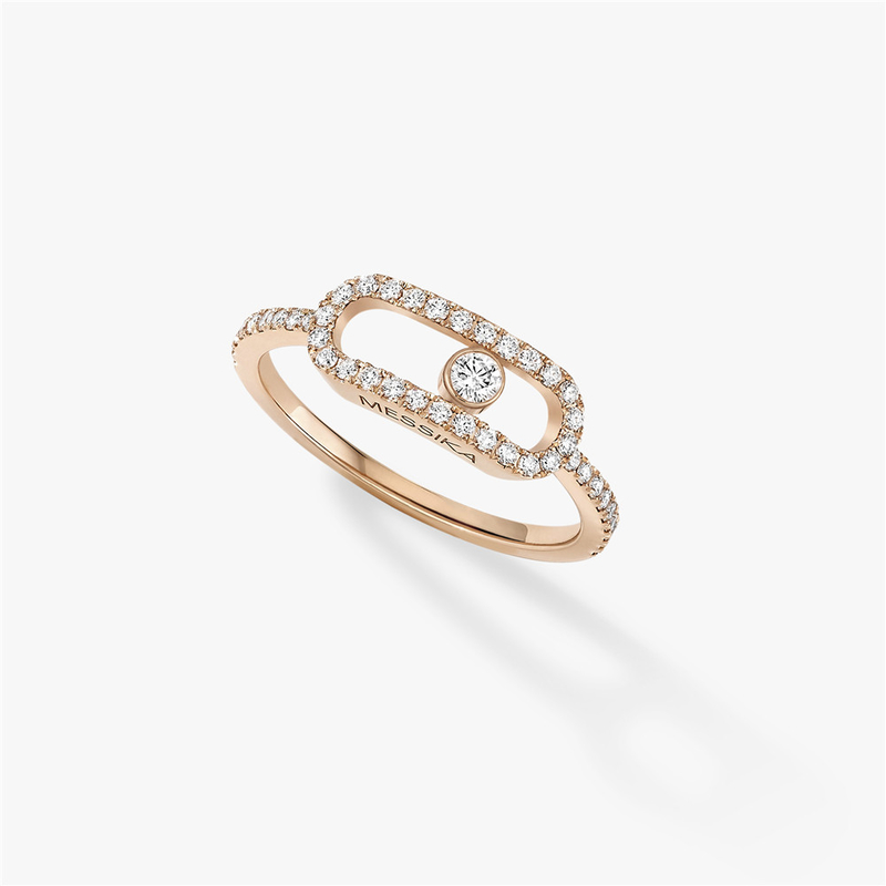 Luxury Jewelry Elegant Engagement Wedding Diamond Ring Move Uno Pavee Ring In 18K Pink Gold