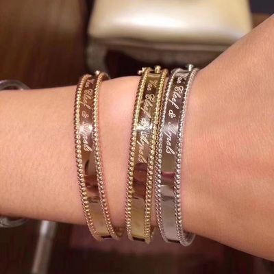 کیفیت دستبند مدیوم مدل VCA Real 18k Gold Perlee Signature Gold Gold Rose White کارخانه
