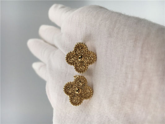 کیفیت گوشواره های Van Cleef Vintage Alhambra ، گوشواره های طلای زرد 18K Van Cleef Mini Alhambra کارخانه
