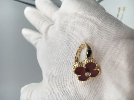 کیفیت انگشتر طلای Carnelian 18K زنانه الحمرا Vintage منحصر به فرد با الماس واقعی کارخانه