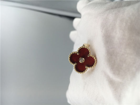 کیفیت انگشتر طلای Carnelian 18K زنانه الحمرا Vintage منحصر به فرد با الماس واقعی کارخانه