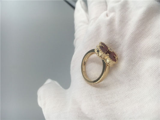 کیفیت انگشتر طلای Carnelian 18K زنانه الحمرا Vintage منحصر به فرد با الماس واقعی کارخانه