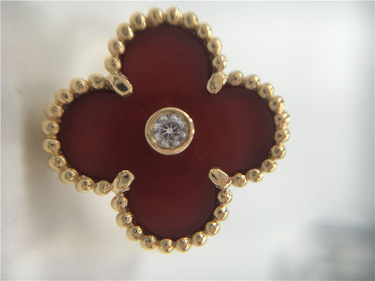 کیفیت انگشتر طلای Carnelian 18K زنانه الحمرا Vintage منحصر به فرد با الماس واقعی کارخانه