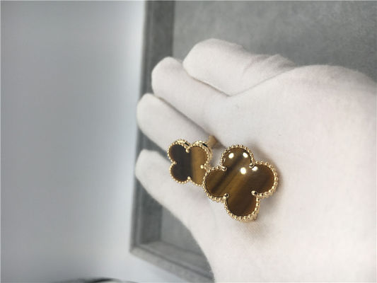 کیفیت گوشواره های Van Cleef Arpels Vintage Alhambra 18k طلای زرد با bois d’amourette کارخانه