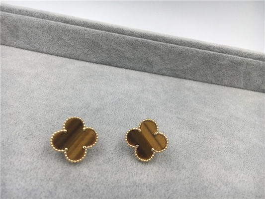 کیفیت گوشواره های Van Cleef Arpels Vintage Alhambra 18k طلای زرد با bois d’amourette کارخانه