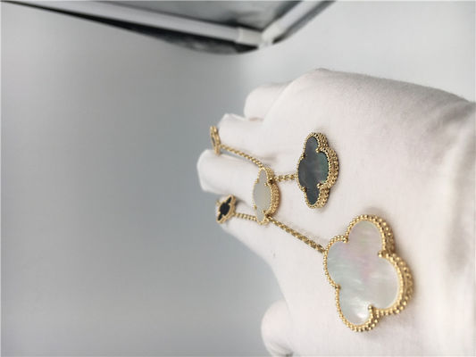 کیفیت گردنبند به شکل گل طلای زرد 18k ، گردنبند Van Cleef Arpels Magic Alhambra کارخانه