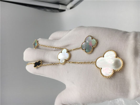 کیفیت گردنبند به شکل گل طلای زرد 18k ، گردنبند Van Cleef Arpels Magic Alhambra کارخانه