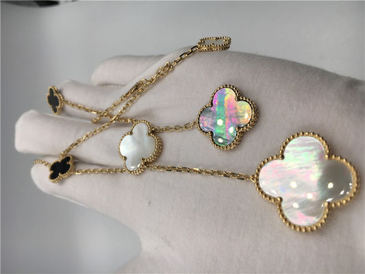 کیفیت گردنبند به شکل گل طلای زرد 18k ، گردنبند Van Cleef Arpels Magic Alhambra کارخانه