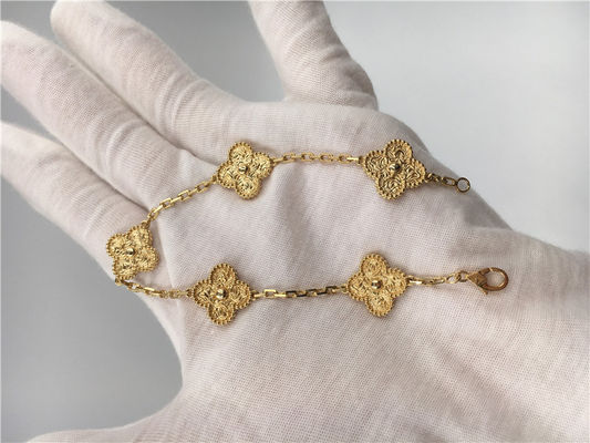 کیفیت دستبند طلای 5 نقره زنانه 18K دستبند طلایی Alhambra No Gemstone کارخانه