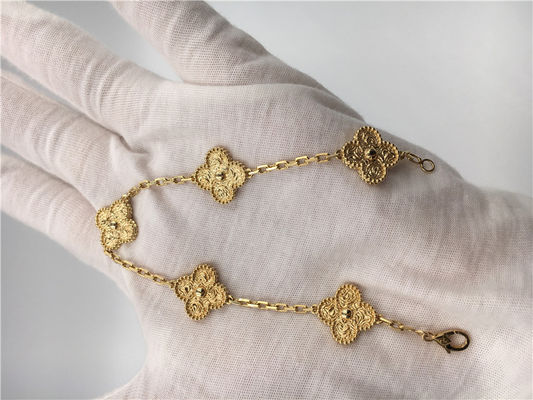 کیفیت دستبند طلای 5 نقره زنانه 18K دستبند طلایی Alhambra No Gemstone کارخانه
