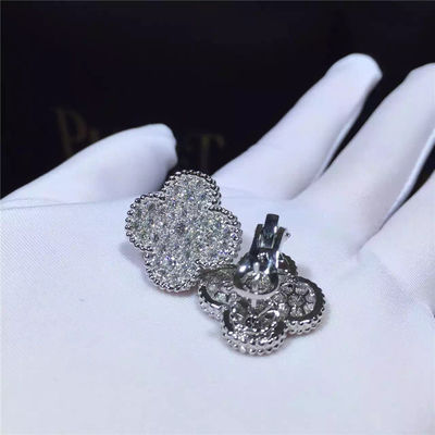 کیفیت گوشواره های Van Cleef Arpels Magic Alhambra 18k طلای سفید و الماس های گرد کارخانه