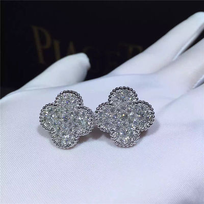 کیفیت گوشواره های Van Cleef Arpels Magic Alhambra 18k طلای سفید و الماس های گرد کارخانه
