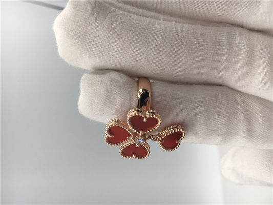کیفیت حلقه گل ون کلیف طلایی و گل آرپلز 18k با الماس Carnelian / گرد کارخانه