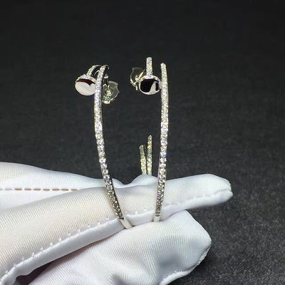 کیفیت بدون گوشواره Gemstone Juste Un Clou ناخن شکل 18K طلای سفید با الماس کارخانه