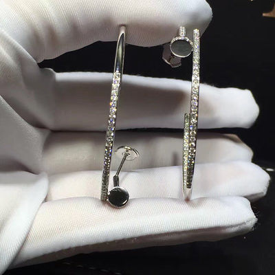 کیفیت بدون گوشواره Gemstone Juste Un Clou ناخن شکل 18K طلای سفید با الماس کارخانه
