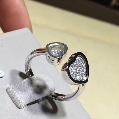 کیفیت 0.22 عیار طبیعی الماس 18K Chopard Happy Hearts حلقه دست ساز بدون سنگ کارخانه