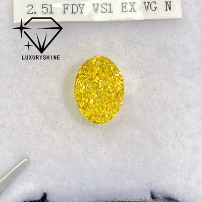 کیفیت الماس آزمایشگاهی LuxuryShine VVS-VS فانتزی زرد/زرد روشن/فانتزی شدید/زرد زنده 1 قیراط 2 قیراط 3 قیراط 4 قیراط 5 قیراط با برش بیضی عالی با گواهی و جواهرات سفارشی کارخانه