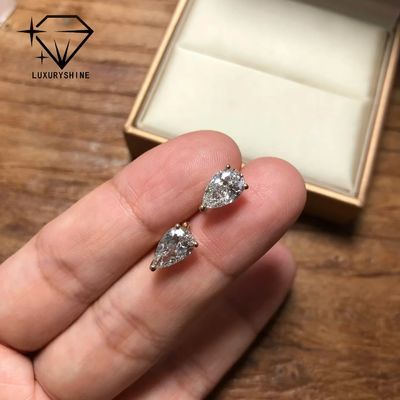کیفیت طلای 18K برش لابراتوار رشد الماس استد گوشواره VVS-VS شفافیت کارخانه