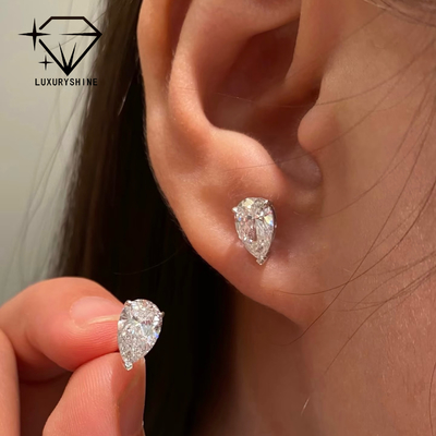طلای 18K برش لابراتوار رشد الماس استد گوشواره VVS-VS شفافیت