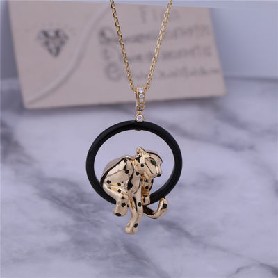 کیفیت PANTHÈRE DE NECKLACE YELLOW GOLD CERAMIC LACQUER TSAVORITE GARNET DIAMONDS کارخانه