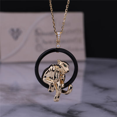 کیفیت PANTHÈRE DE NECKLACE YELLOW GOLD CERAMIC LACQUER TSAVORITE GARNET DIAMONDS کارخانه