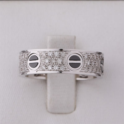 کیفیت حلقه کلاسیک LOVE RING DIAMOND-PAVED CERAMIC WHITE 18K GOLD DIAMONDS کارخانه