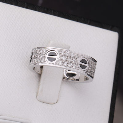 کیفیت حلقه کلاسیک LOVE RING DIAMOND-PAVED CERAMIC WHITE 18K GOLD DIAMONDS کارخانه