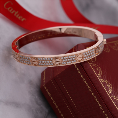 دستبند عاشقانه کلاسیک Full Diamond Love Bangle Classical Jewelry دستبند عاشقانه تمام طلای صورتی 18K