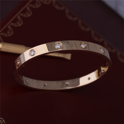 کیفیت New York Classic Love Bangle 10 Diamonds Love دستبند عاشقانه ضخیم در جواهرات لوکس طلای زرد 18K کارخانه