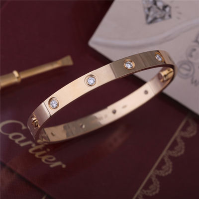 کیفیت New York Classic Love Bangle 10 Diamonds Love دستبند عاشقانه ضخیم در جواهرات لوکس طلای زرد 18K کارخانه
