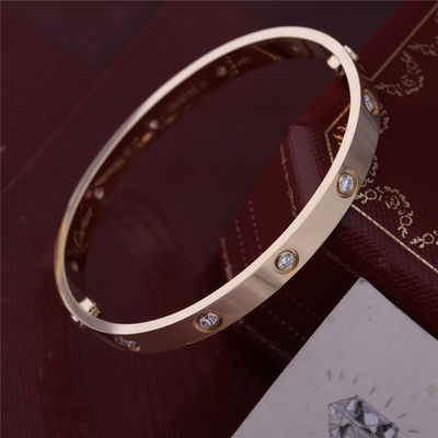 کیفیت New York Classic Love Bangle 10 Diamonds Love دستبند عاشقانه ضخیم در جواهرات لوکس طلای زرد 18K کارخانه