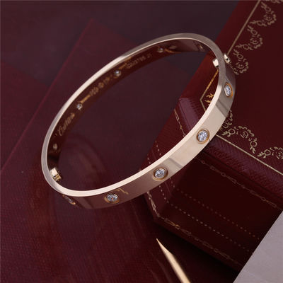 کیفیت New York Classic Love Bangle 10 Diamonds Love دستبند عاشقانه ضخیم در جواهرات لوکس طلای زرد 18K کارخانه