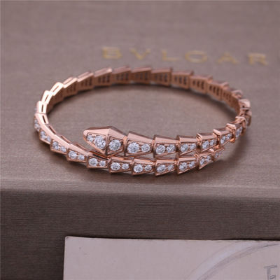 کیفیت دستبند لوکس Closet Rose Gold Gold Serpenti Viper یک سیم پیچ کامل الماس مار بنگ 353792 کارخانه