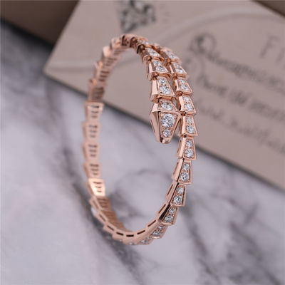 کیفیت دستبند لوکس Closet Rose Gold Gold Serpenti Viper یک سیم پیچ کامل الماس مار بنگ 353792 کارخانه